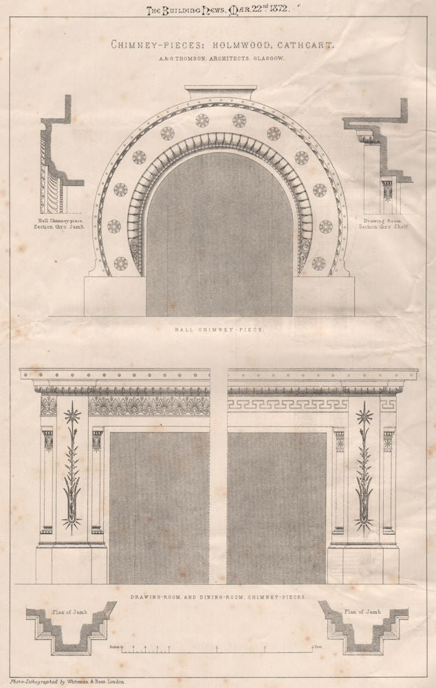 Chimney-pieces; Holmwood, Cathcart; A & G Thomson Archts, Glasgow. Scotland 1872